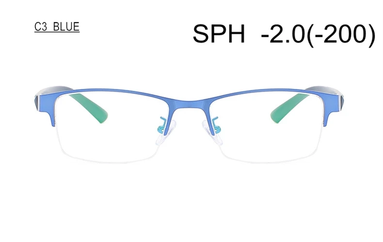 Myopia Glasses Diopter-0.5-1-1.5-2-2.5 To-6 Women Men Upscale TR90 Half Frame Finished Prescription Spectacles Nearsighted - Цвет оправы: C3 (-2.0)