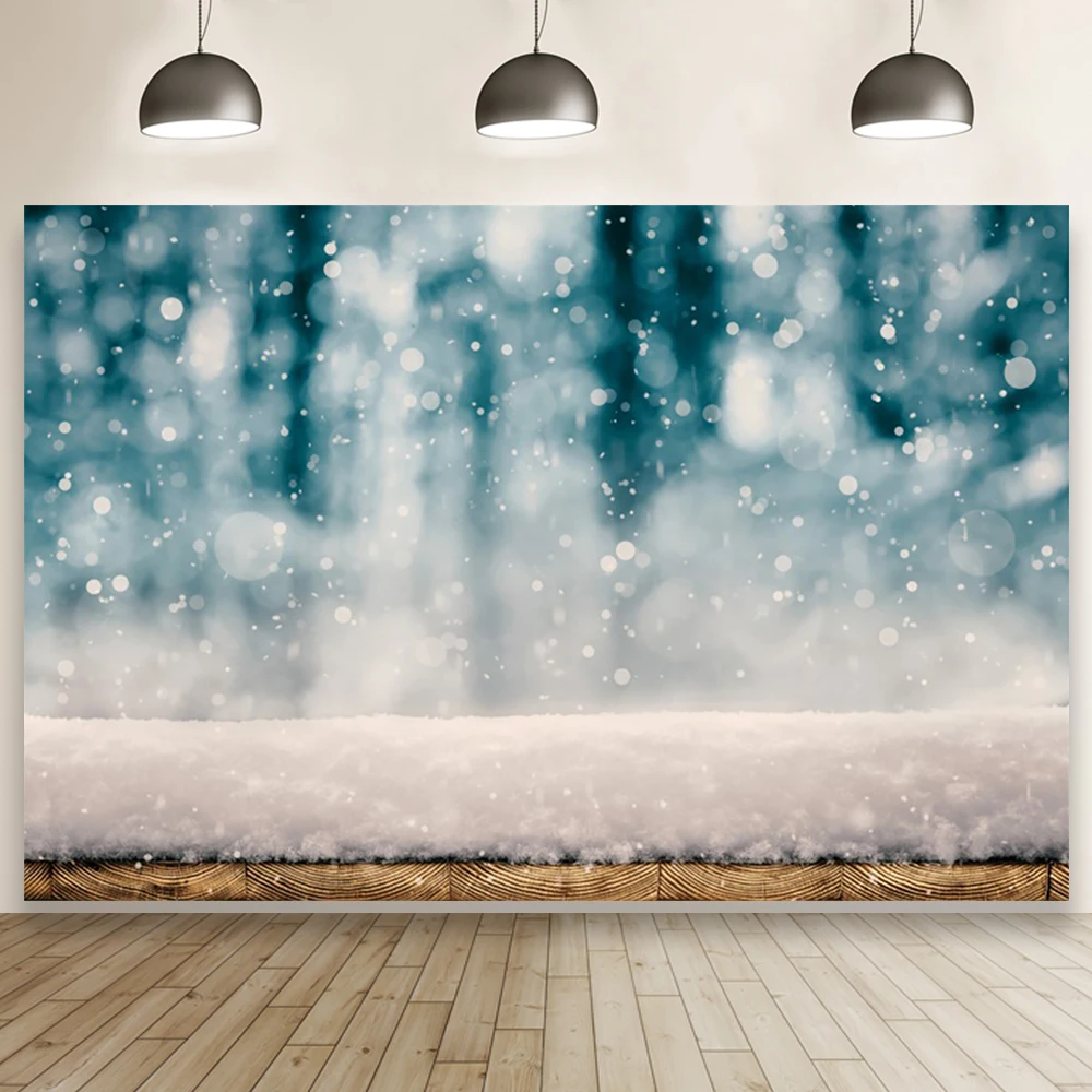 

Laeacco Winter Light Bokeh Snow Scene Background Snowflake Birthday Portrait Custom Photographic Photo Backdrop For Photo Studio