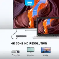 c c hub multi OTG USB Hub 3.0 USB Hub C 3 יציאת HDMI ספליטר Multi USB 3.0 סוג C Hub USB-C Hab VGA מתאם C Dock עבור MacBook Pro אביזרים (5)