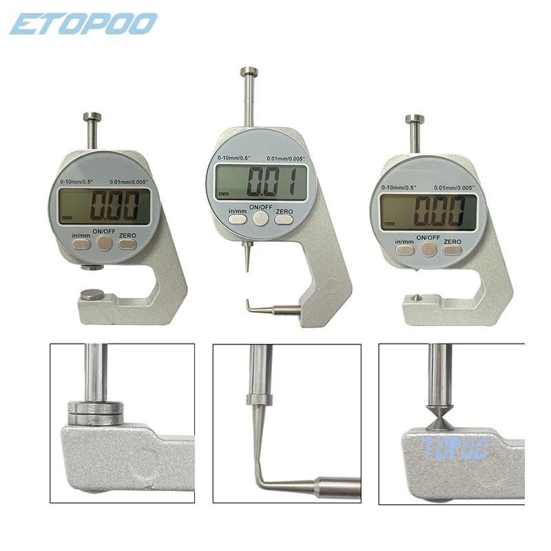 Digital Thickness Gauge Digital Display Zinc Alloy Electronic LCD Micrometer Metric Imperial Wall Thickness Measurement Tools 0-10/20mm