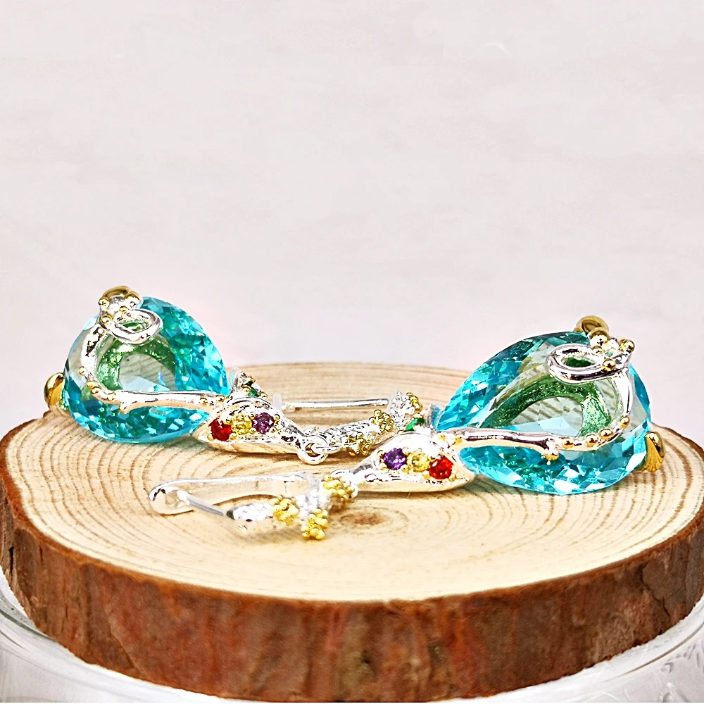 DreamCarnival1989 Hot Selling Blue Zirconia Baroque Earrings Women Dangle Earings Elegant Party Must Have Gift Female WE3876BL