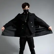 XS-5XL XL Новая мужская одежда корейский поддельный шерстяной плащ из двух частей весенний Повседневный плащ размера плюс тонкое шерстяное пальто