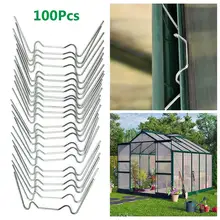 

100Pcs W-Type Greenhouse Glass Spring Wire Glazing Overlap Clips Fixing Clamps