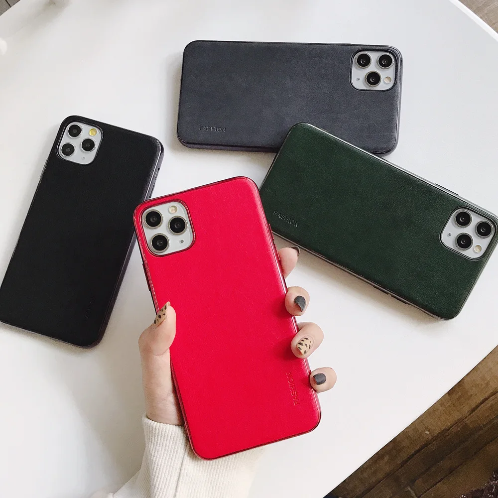 Винтажный однотонный деловой кожаный чехол для iPhone X XS Max XR 11 Pro SE 2 мягкий 8 7 Plus