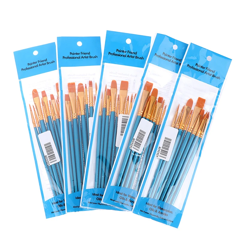 10Pcs 아크릴 수채화 예술가 페인트 브러시 나일론 다기능 후크 라인 펜
