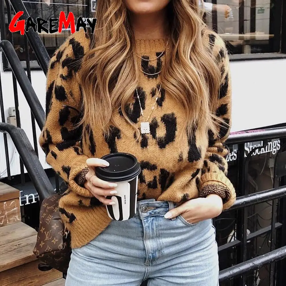 Leopard Women Sweaters and Pullovers 2020 Winter Fashion Thick Warm O Neck Loose High Quality Sweater Female Knitted Pullover | Женская