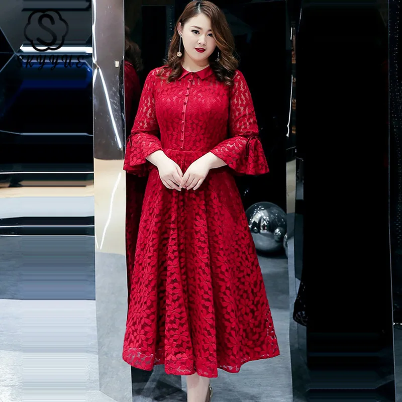 

Skyyue Long Sleeve A-line Evening Dress Women Party Dresses 2019 Solid Cutton Plus Size Robe De Soiree Formal Evening Gowns T118