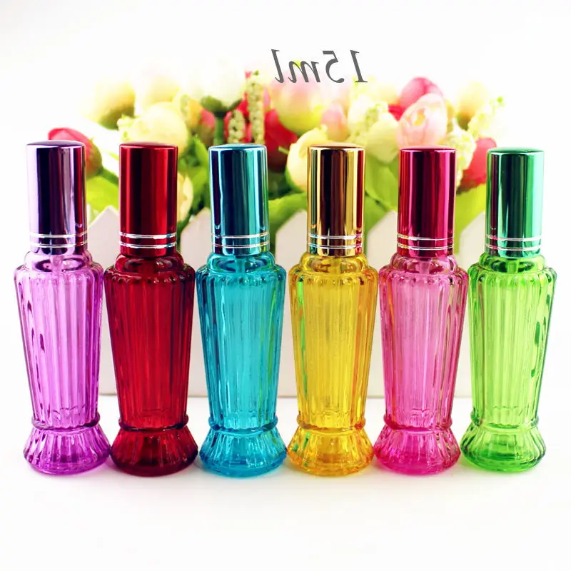 10pcs/lot 15ml Colorful Glass Perfume Bottle Thick Mini Empty Fragrance Cosmetic Packaging Spray Refillable Vials | Красота и