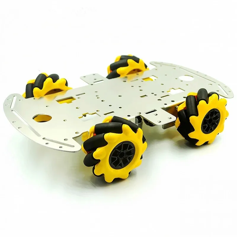 4WD DIY Ultrasonic Intelligent Obstacle Avoidance Smart Car Kit Mecanum Wheel Aluminum Alloy Trolley Chassis for Arduino