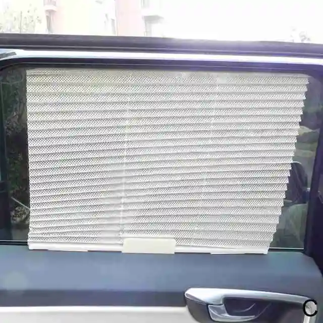 Retractable Car Auto Side Window Sunshades Sun Shade Visor Shade Window Curtain Car Blind Protection Roller Windshield Sun White