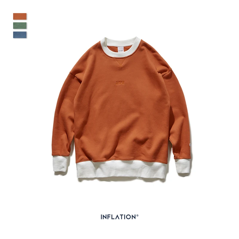 INFLATION, дизайнерская Толстовка большого размера для мужчин, пуловер, хлопок, мужская толстовка с вышитым логотипом, Мужская толстовка, 9604 - Цвет: orange