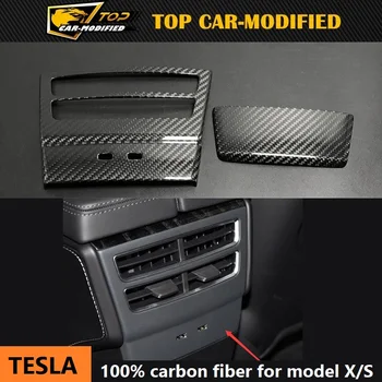 

Free shipping car modification accessories 100% carbon fiber car rear exhaust tuyere protection patch for Tesla model S/ model X