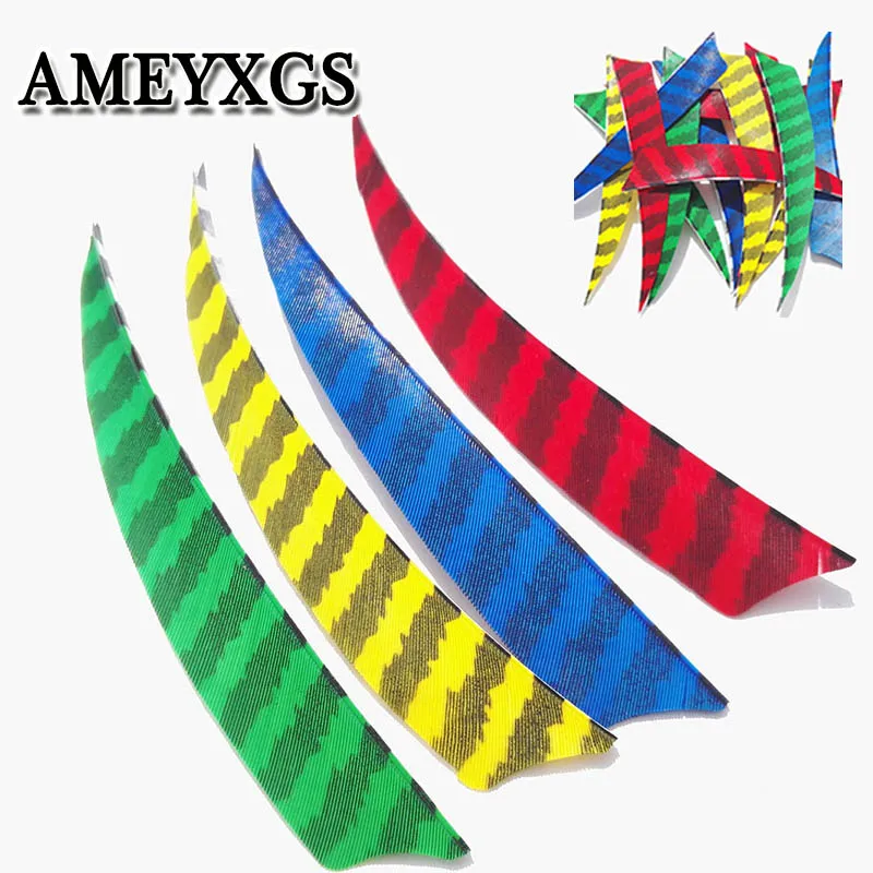 

50/100pcs Archery 5inch Shield Arrow Feather 4 Colors Stripe Colorful Turkey Feather Hunting Shooting Accessories