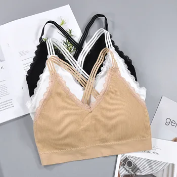 

Lace Pure Color Yoya Sport Ladies Bandeau Top Women'S Underwear Crop Tube Bustier Top Bra Strapless Bras T-Shirts A6378