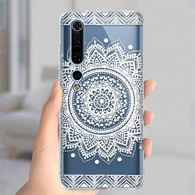 White Mandala Case For Xiaomi Redmi Note 10 8T 9 8 7 Pro 9A MI Note 11 10 9 9T Pro SE A3 Lite Poco X3 NFC F1 Soft TPU Phone Back W0007