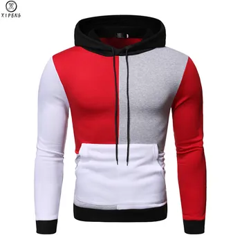 

Brand Streetwear Patchwork Hoodie Men Hip Hop Hooded Solid Slim Fit Casual Hoody Mens Contrast Hoodies Sweatshirts Plus Size XXL