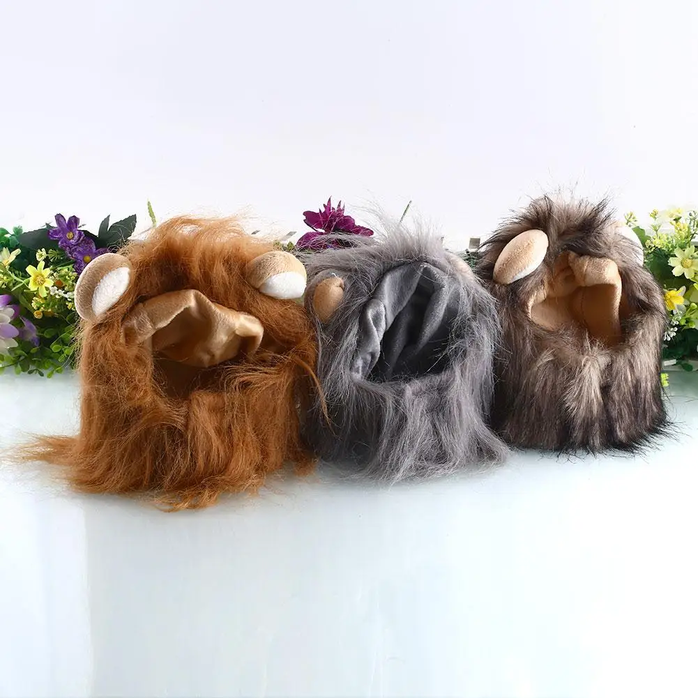 Pet cosplay Парик кошка собака кошка Рождество Хэллоуин парик уши с платье для кошек грива фестиваль Необычные Лев