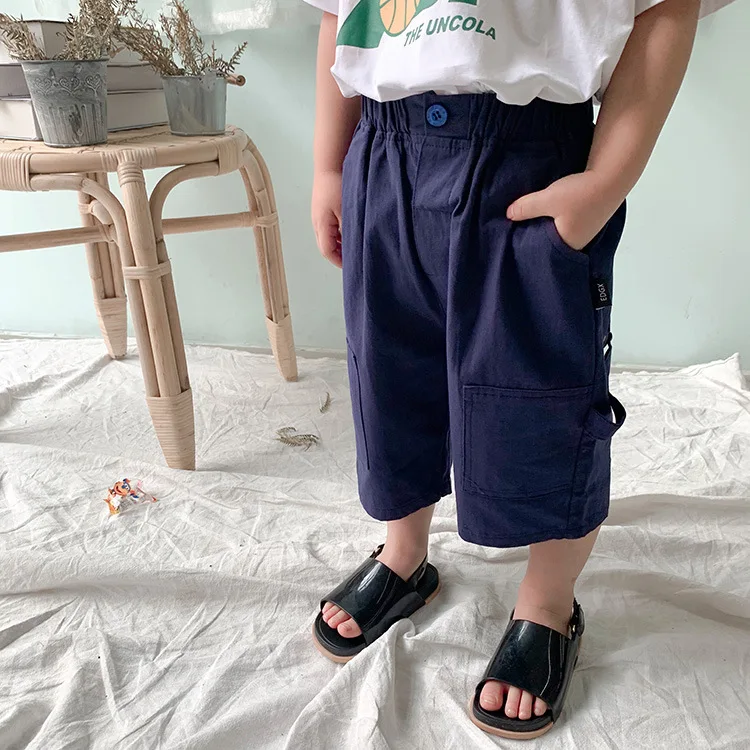 Summer New Style Children Bermuda Shorts Korean-style BOY'S Multi-pockets Bib Overall Medium-small Childrenswear Fifth Pant