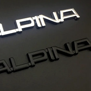 

13.8cm*2.4cm Zinc Alloy A-L-P-I-N-A Letter 3D Micro-label Sticker Car Trunk Body Decoration Sticker Suitable for Alpina