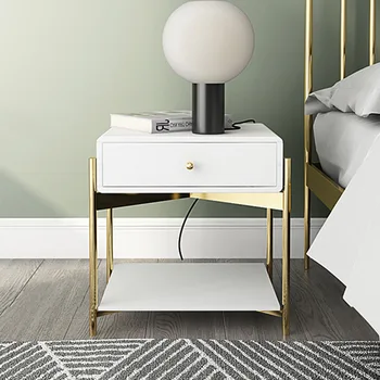 

Free White Black Modern Iron Golden Nightstand Coffee Sofa End Bedside Table Home Furniture Bedstand Cabinet Cupboard Bedroom