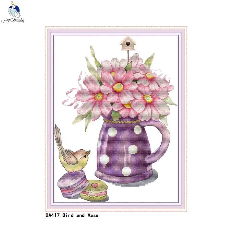 Bird and Vase Cross-stitch 11CT Printed Fabric 14CT Canvas DMC Counted Cross Stitch Kits Embroidery Needlework Home Decor | Дом и сад