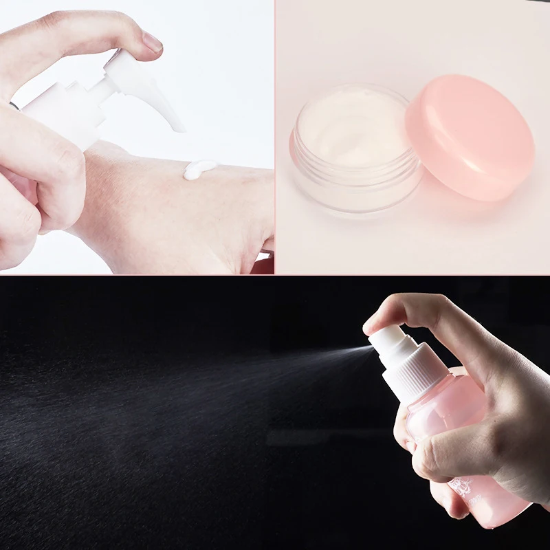 travel supplies portable sub bottle set Cream jar spray bottle Refillable Dispensing tool Cream lotion cosmetic 4