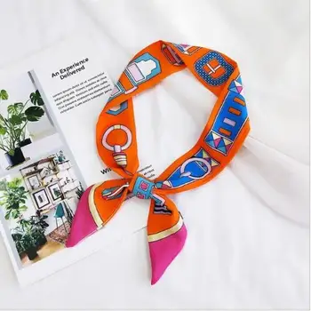 

Chic Little Silk Scarf For Women Girl Fashion Elegant Floral Silk Scarf Small Handle Bag Ribbons Ladies Headband Hair Tie Band