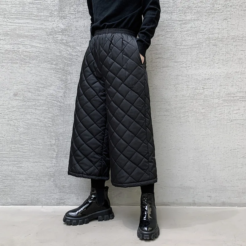 Male Street Fashion Hip Hop Wide Leg Trousers Diamond Harem Pant Men Winter Cotton Padded Thick Japan Straight Kimono Pant Male Street Fashion Hip Hop Wide Leg Trousers Diamond Harem Pant Men Winter Cotton Padded Thick Japan Straight Kimono Pant