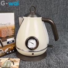 220V Электрический Чайник Ретро Стиль домашний горшок 304 Нержавеющая сталь термометр Кофе горшок с Температура воды метр 1.7L