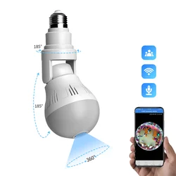 360 graus vr panorâmica lâmpada universal câmera sem fio wifi rede câmera interior visão noturna câmera de voz bidirecional