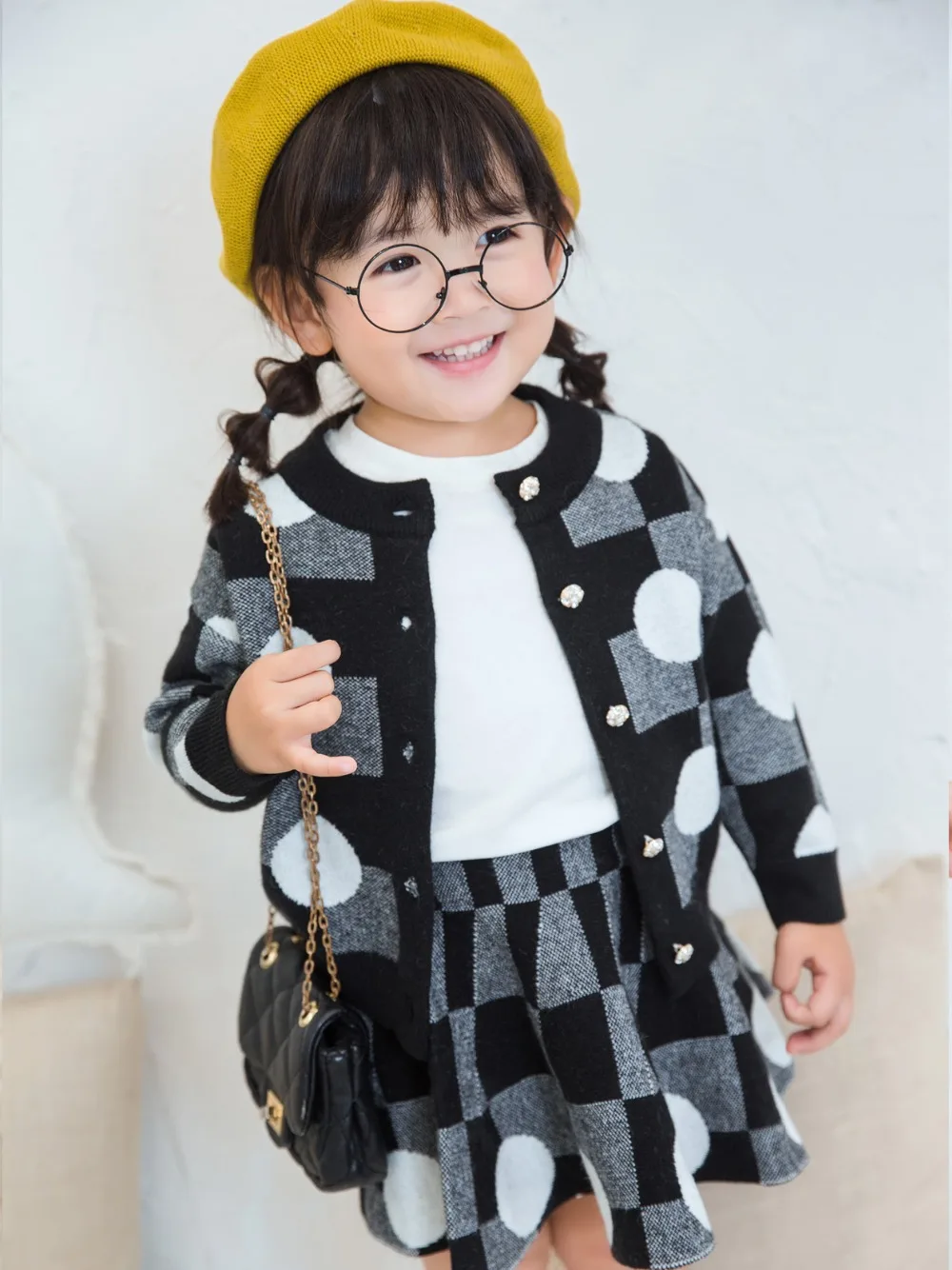 Owligbaby/ ; комплекты для девочек; осенний Хлопковый вязаный свитер+ юбка; комплекты для малышей из 2 предметов в горошек