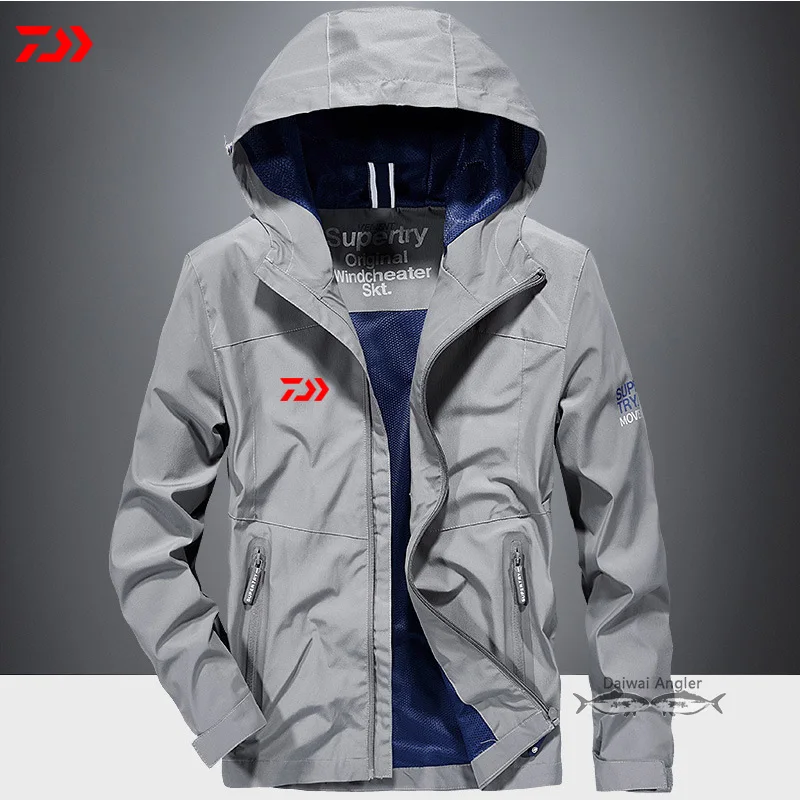 Daiwa Толстая рыболовная куртка для мужчин осень зима сплошной тепловой Бег открытый дышащая одежда для рыбалки на молнии Джерси с карманами - Цвет: SILVER