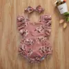 2022 Baby Summer Clothing Infant Newborn Baby Girl Floral Romper Sleeveless Ruffled Jumpsuits With Headband ► Photo 2/6