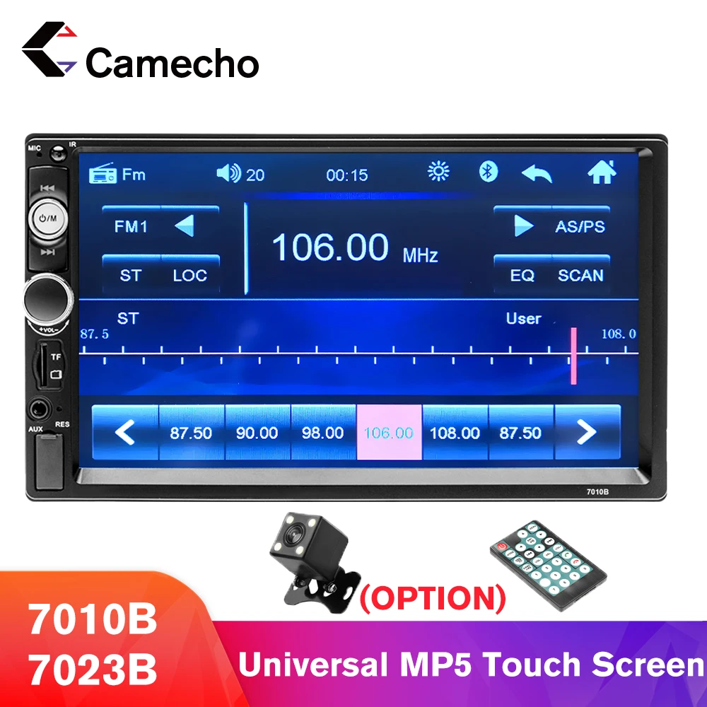 Camecho 7" HD 2 Din Autoradio Mirrorlink 7010B Car Radio Bluetooth Car