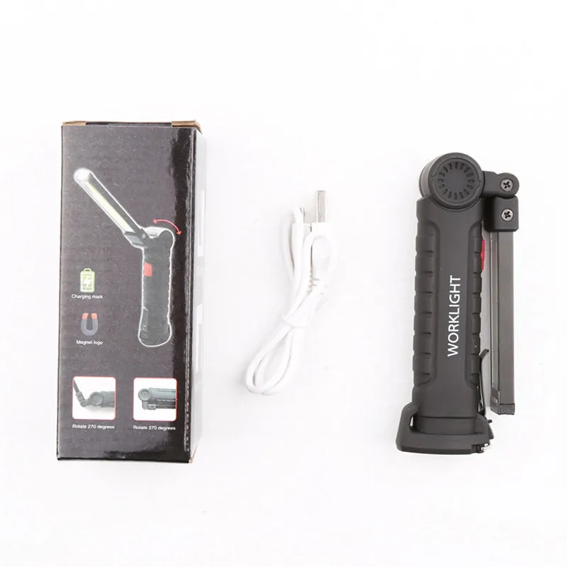 Портативный светодиодный фонарик магнитный рабочий свет USB Перезаряжаемый COB