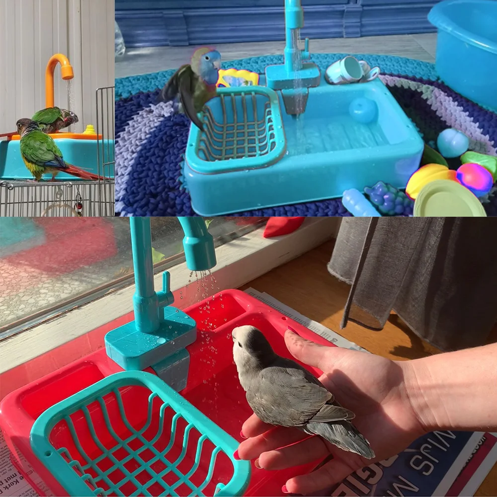 Faucet Parrot Bath Shower Water Dispenser Bird Feeder Children's Kitchen Toy parrot toy bird toy bird cage accessories