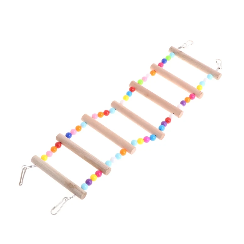 7 Ladders Birds Pets Parrots Ladders Climbing Toy Hanging Colorful Balls With Natural Wood A69D - Цвет: 7 Ladders