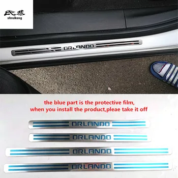 

Free shipping 4pcs/lot ultra-thin Stainless Steel Door Sill Scuff Plate for 2011-2019 Chevrolet ORLANDO car accessories