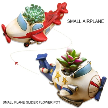 

Creative cartoon colorful fighter retro small plane glider succulent flowerpot micro landscape decoration home garden decoration