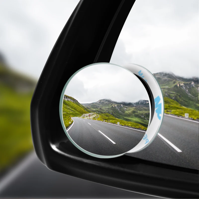 Espejo de punto ciego convexo para coche, marco redondo, gran angular, 360 grados, ajustable, transparente, auxiliar, para seguridad de conducción, 2 uds.