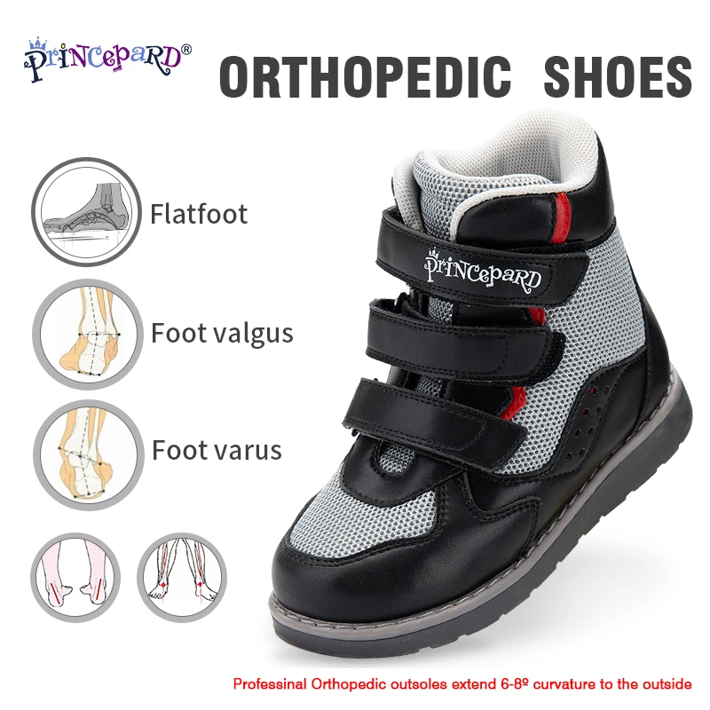 PRINCE PARD zapatos ortopédicos deportivo de tobillo alto con soporte de arco, zapatillas correctoras de cuero para niños|Zapatillas deportivas| - AliExpress