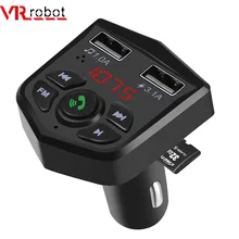 VR หุ่นยนต์บลูทูธ FM Transmitter Modulator ไร้สายชุดแฮนด์ฟรี 5V 3.1A Dual USB Charger อะแดปเตอร์รถ MP3 ผู้เล่น(China)