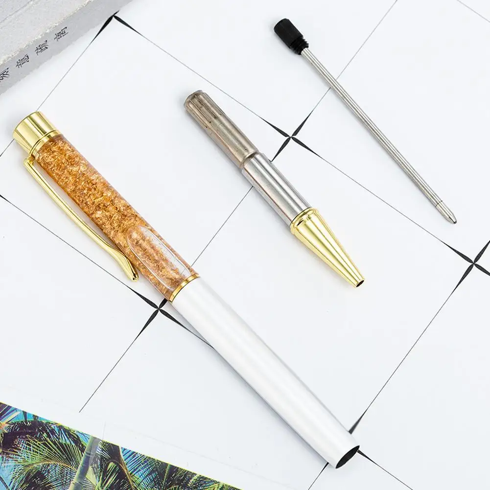 

Gold Foil Pen Pink Luxury Ballpoint Pen Metal Flow Oil Crystal Copper Rotating Ball Pen High-grade Stationery Gift School Supply
