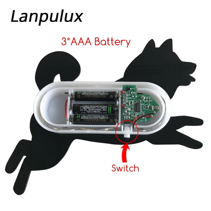 Настенный светильник Lanpulux с USB и черным котом детский ночник контролем движения
