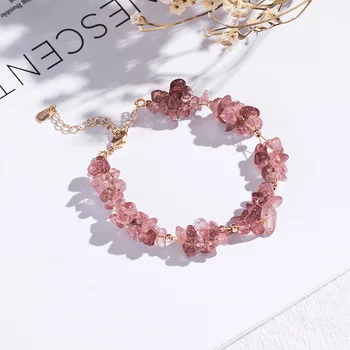 

Bracelets Women's Moon and Stars INS Non-mainstream Design Hand Jewelry Strawberry Crystal Students Gift Normcore Style Elegant