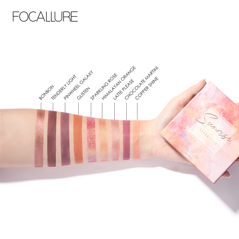 FOCALLURE 9 цветов Sunrise тени для век Палитра высоко пигментированные гладкие оттенки блеск Тени для век