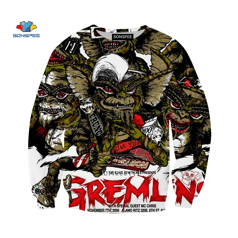 SONSPEE 3d принт для мужчин и женщин фильм Gremlins Толстовка «монстры» Harajuku толстовки повседневные Хип-хоп Молодежные топы с длинными рукавами A1036