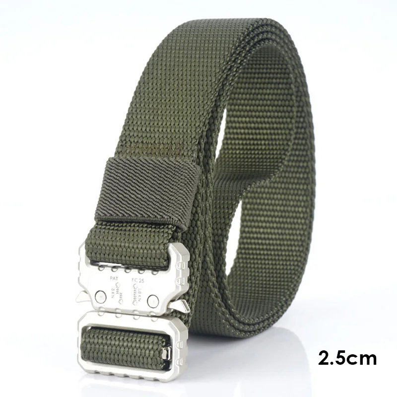 ArmyGreen 2 HSSEE 2,5 см тактический ремень официальный настоящий мягкий настоящий нейлоновый военный пояс жесткий металлический быстросъемный ремень с пряжкой унисекс спортивный ремень - Цвет: ArmyGreen 2