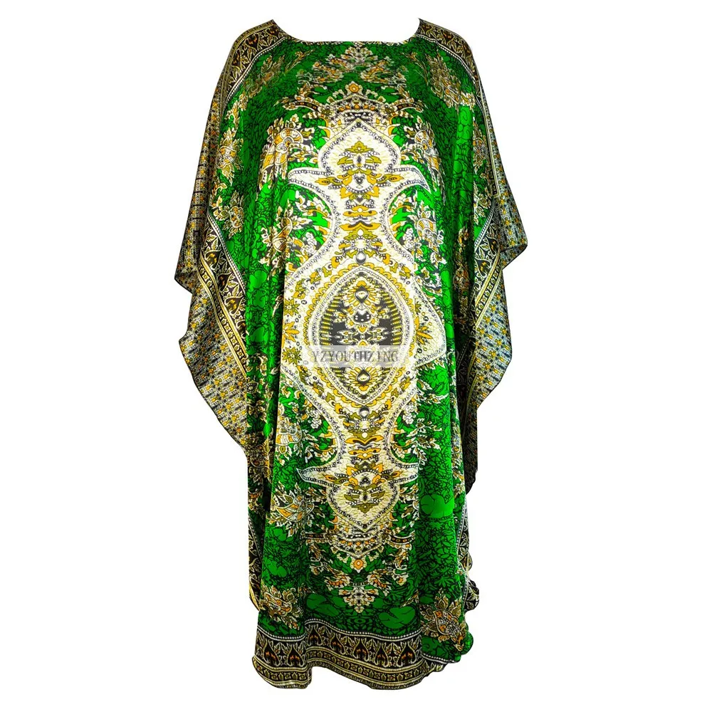 Chinese Vintage Print Lady Robe Dress Nightgown Summer Nightdress Sleepwear Women Satin Rayon Nightwear Bath Gown One Size