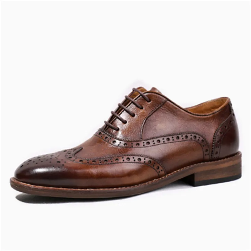 

Men's suit Derby leather shoes pattern men's shoes pointed leisure British business leather fringed wedding shoes